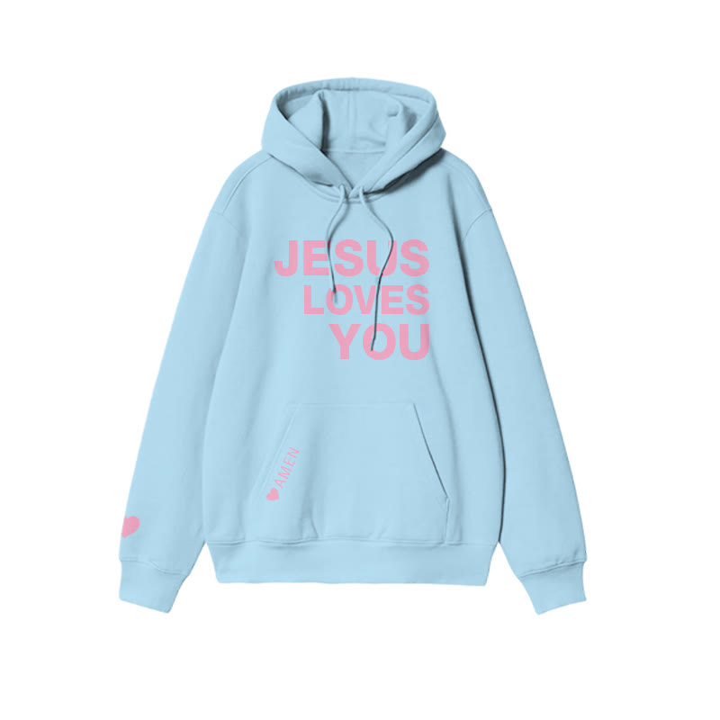 Love Like Jesus Heart Amen Valentine's Day Print Hoodie - Blue - US16-18(2XL) - image 9
