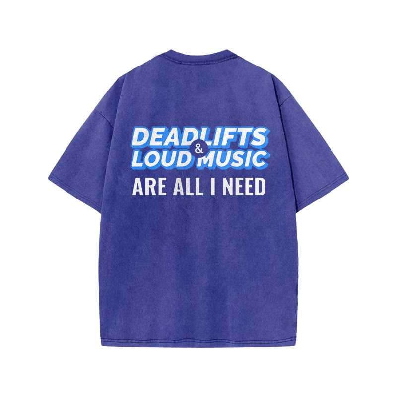 100% Cotton DEADLIFTS Gym Print Acid Washed T-shirt - Blue - US20-22(3XL) - image 7