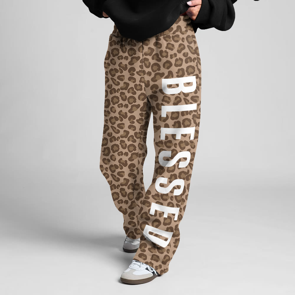 Blessed Leopard Design Print Straight-leg Sweatpants - image 6