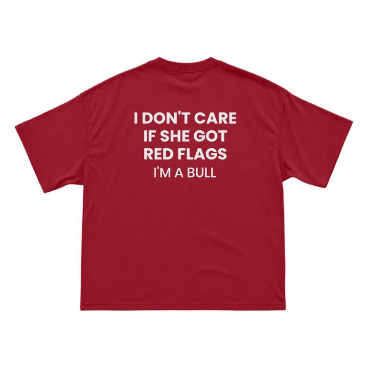 I Don't Careif She Gotred Flags'm Abull Graphic Print T-Shirt - Red - US16-18(2XL) - image 6