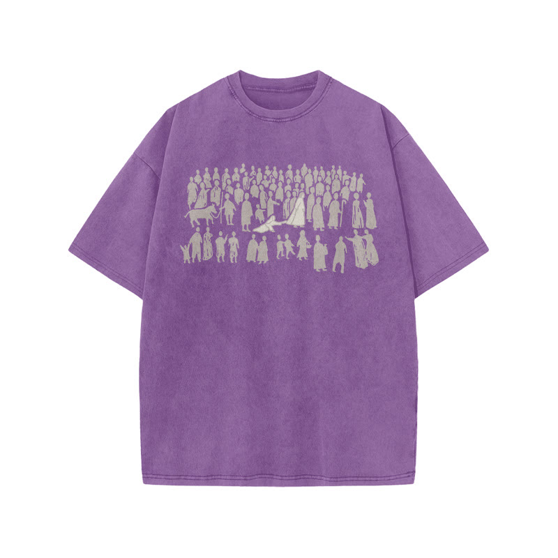  A Beautiful Story Of Faith Print Acid Washed T-shirt - Purple - US20-22(3XL) - image 7