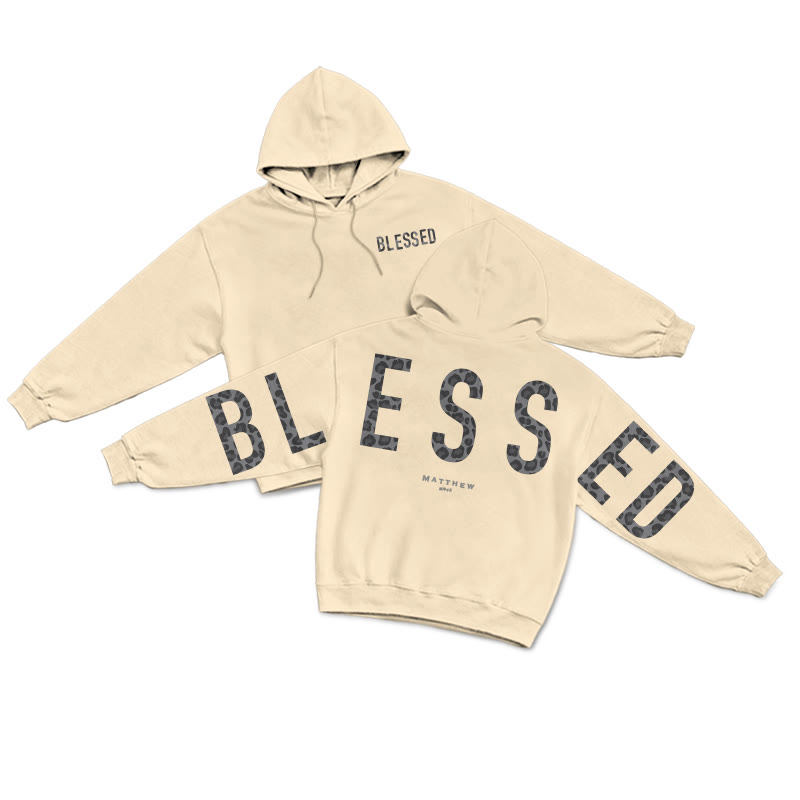 Leopard Design Blessed Matthew 5:3-12 Print Hoodie - Apricot - US16-18(2XL) - image 4