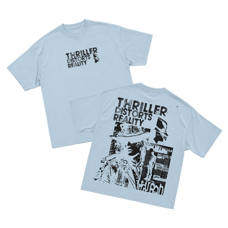 Vintage Streetwear Distressed Poster Graphic T-Shirt - Light Blue - US16-18(2XL) - image 6
