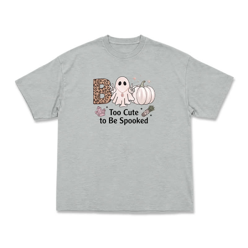 Relaxed Fit Halloween Ghost Pumpkin Illustration T-Shirt - Grey - US16-18(2XL) - image 10
