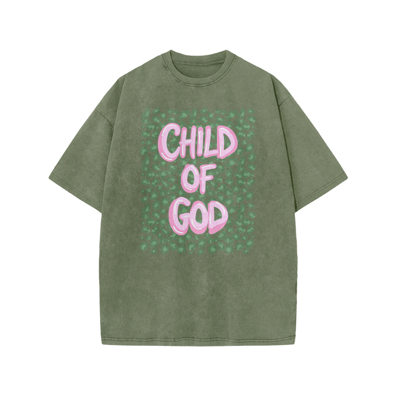Child Of God Leopard Print Acid Washed T-shirt - Army Green - US20-22(3XL) - image 6