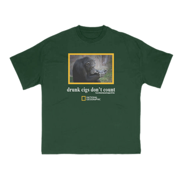 Drunk Cigs Don't Count Print T-shirt - Green - US16-18(2XL) - image 8