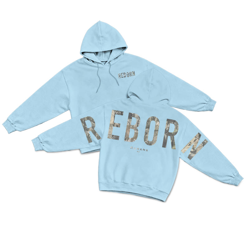 Reborn Dead Leaves Camouflage Print Hoodie - Blue - US16-18(2XL) - image 14