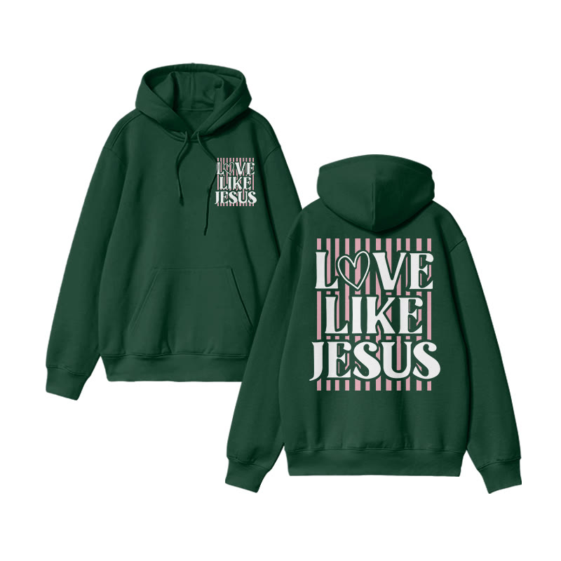 Love Like Jesus Striped Valentine's Day Print Hoodie - Dark Green - US16-18(2XL) - image 8