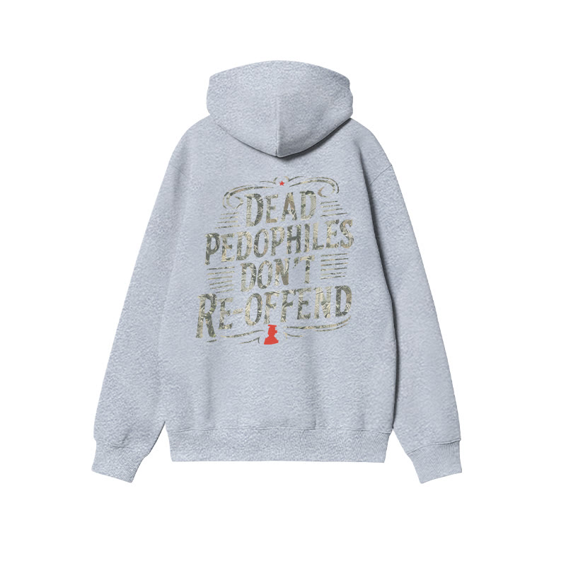 Creative Dead Pedophiles Don't Re-offend Protect The Innocent Dead Leaves Camouflage Print Hoodie - Grey - US16-18(2XL) - image 3