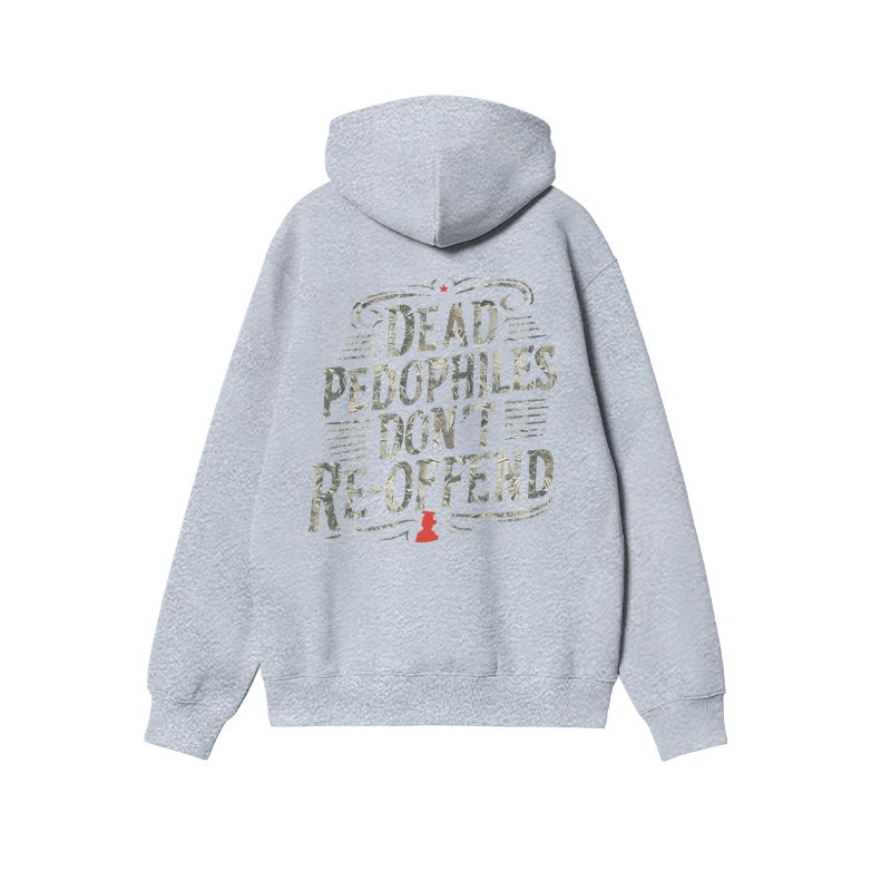Creative Dead Pedophiles Don't Re-offend Protect The Innocent Dead Leaves Camouflage Print Hoodie - Grey - US16-18(2XL) - image 3