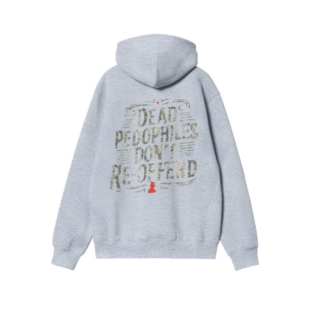 Creative Dead Pedophiles Don't Re-offend Protect The Innocent Dead Leaves Camouflage Print Hoodie - Grey - US16-18(2XL) - image 3
