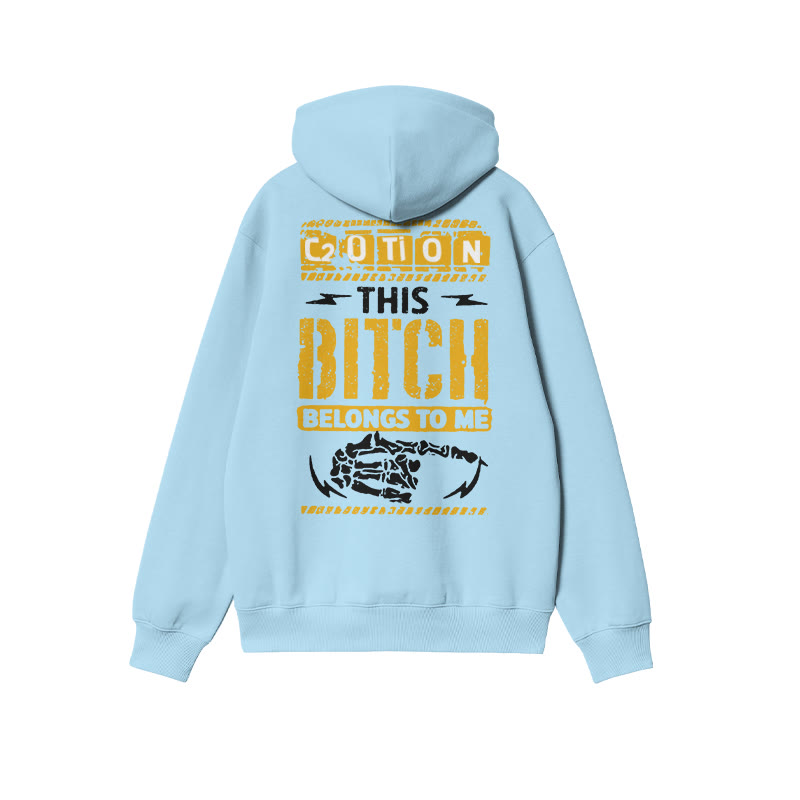 Unisex This B*tch Belongs Me Print Hoodie - Light Blue - 2XL - image 6
