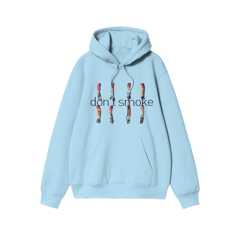 Unisex Don't Smoke Print Hoodie - Blue - US16-18(2XL) - image 9