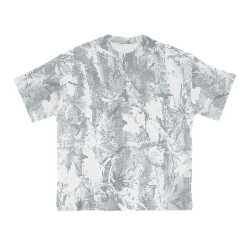 Unisex Dead Leaves Camo Print T-shirt - Light Gray - 8XL - image 3