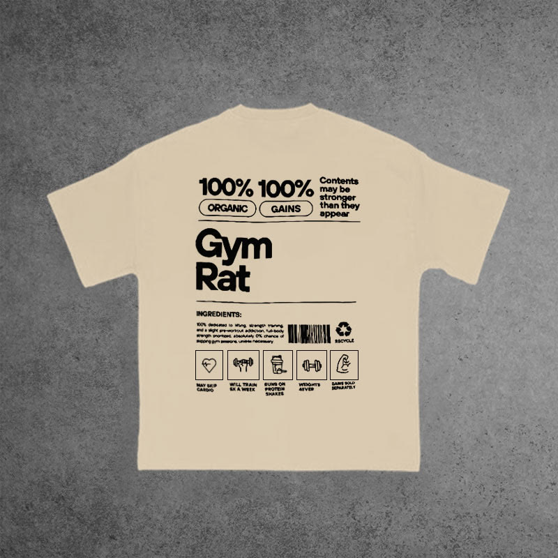 Gym 100% Cotton GYM RAT Print T-shirt - Apricot - US16-18(2XL) - image 4