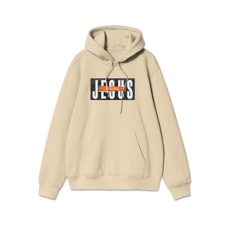 Unisex Jesus Is King Print Hoodie - Apricot - 2XL - image 4