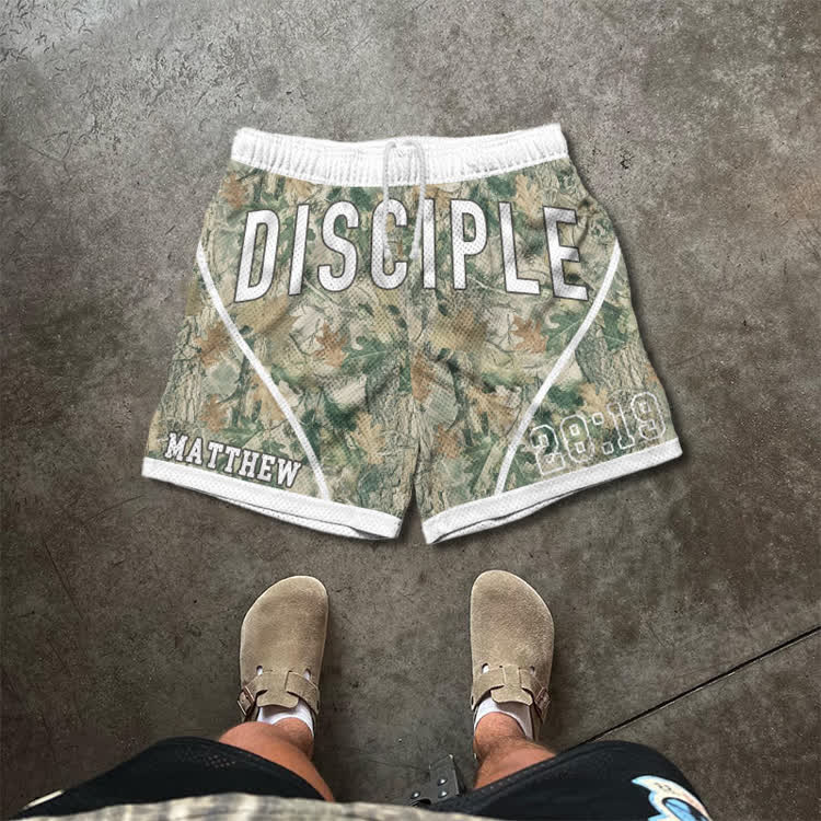 Disciple Camo Graphic Print Mesh Shorts - Green - 5XL - image 3