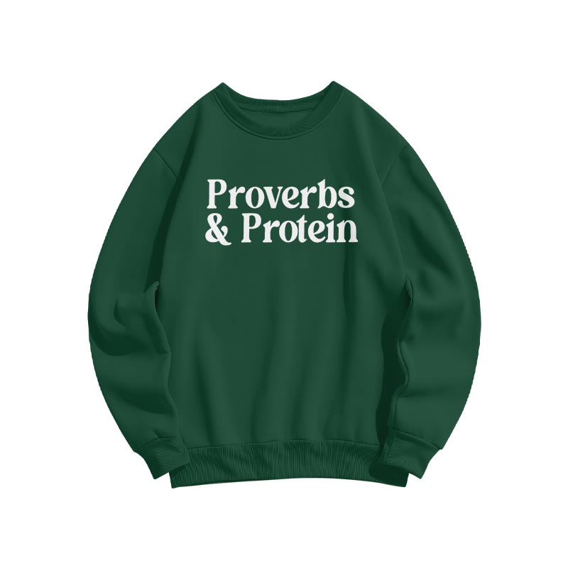Proverbs & Protein Print Sweatshirt - Dark Green - US16-18(2XL) - image 6