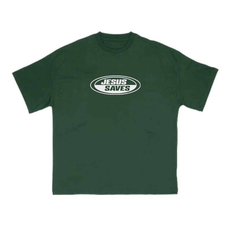 Jesus Saves Vintage Print T-shirt - Green - US16-18(2XL) - image 8