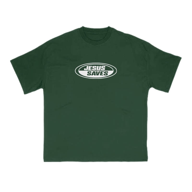 Jesus Saves Vintage Print T-shirt - Green - US16-18(2XL) - image 8