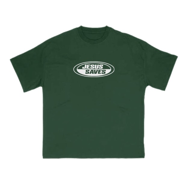 Jesus Saves Vintage Print T-shirt - Green - US16-18(2XL) - image 8