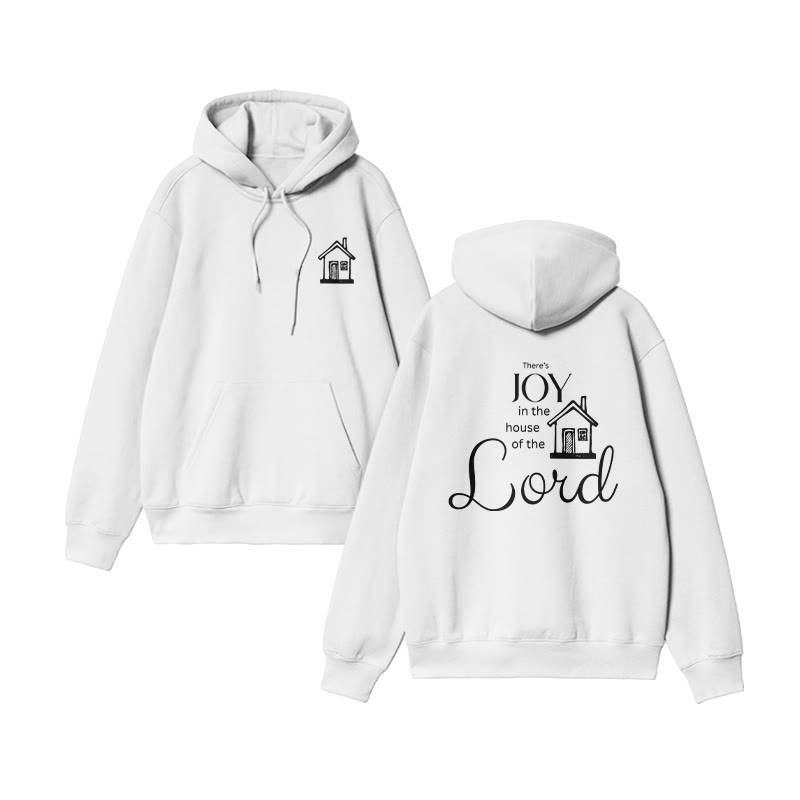 Unisex 100% Cotton There's Joy In The House Of The Lord Print Hoodie - White - US16-18(2XL) - image 3