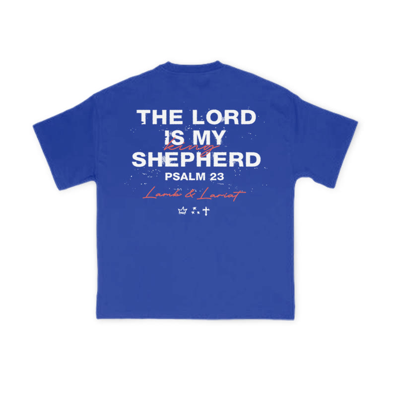 Unisex The Lord Is My Shepherd Psalm 23 Print T-shirt - Blue - US16-18(2XL) - image 8