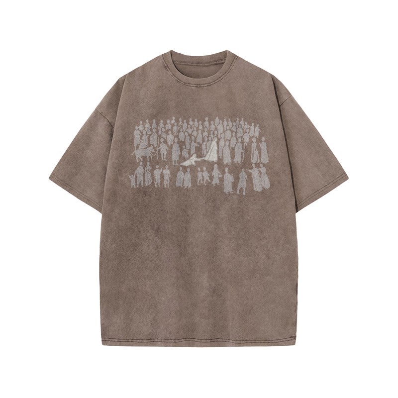  A Beautiful Story Of Faith Print Acid Washed T-shirt - Coffee - US20-22(3XL) - image 4