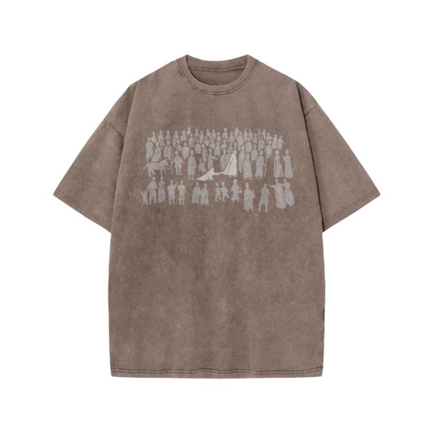  A Beautiful Story Of Faith Print Acid Washed T-shirt - Coffee - US20-22(3XL) - image 4