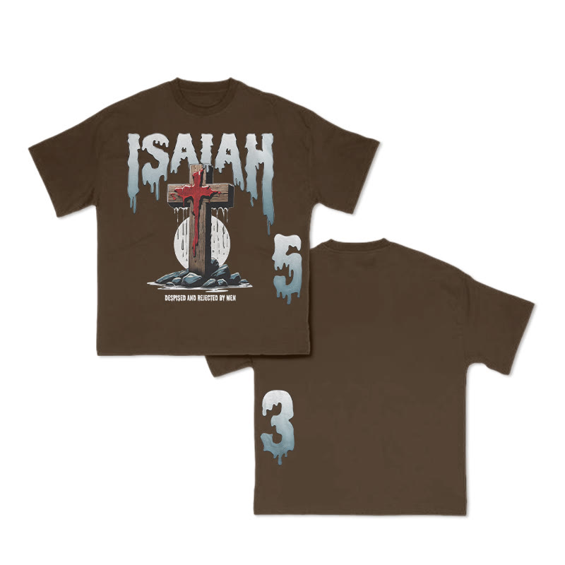Unisex 100% Cotton Creative Isaiah Print T-shirt - Coffee - US16-18(2XL) - image 7