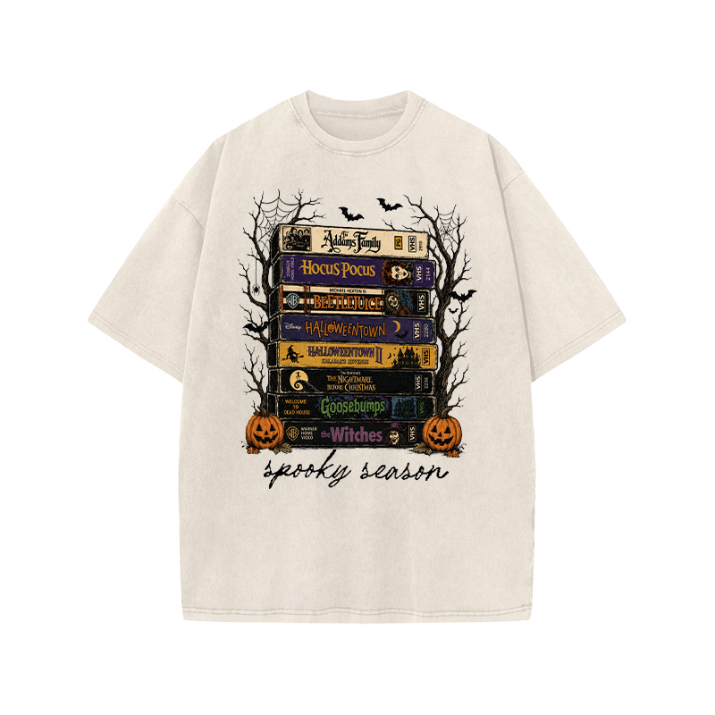 Vintage Halloween Graphic Print Acid Washed T-shirt - Beige - US20-22(3XL) - image 7