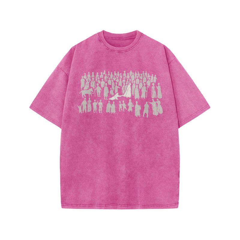  A Beautiful Story Of Faith Print Acid Washed T-shirt - Pink - US20-22(3XL) - image 6