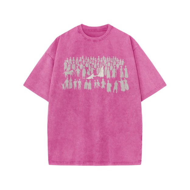  A Beautiful Story Of Faith Print Acid Washed T-shirt - Pink - US20-22(3XL) - image 6