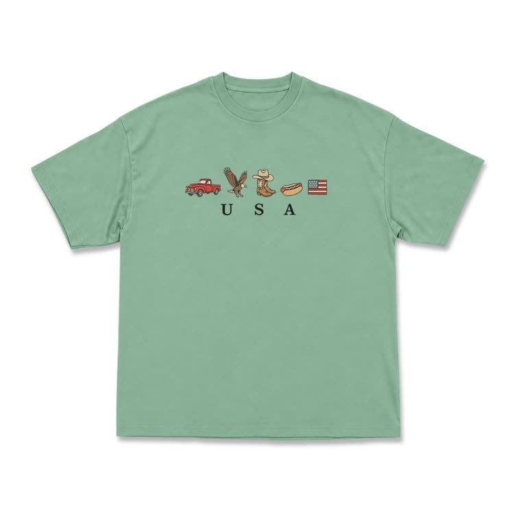 Americana Graphic USA T-Shirt - Light Green - US16-18(2XL) - image 5