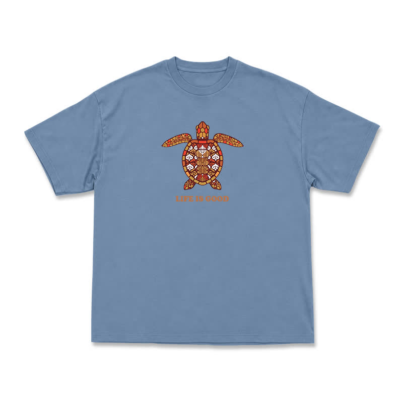 Relaxed Fit Life Is Good Turtle Art Everyday Crew Neck T-Shirt - Dusty Blue - US16-18(2XL) - image 10