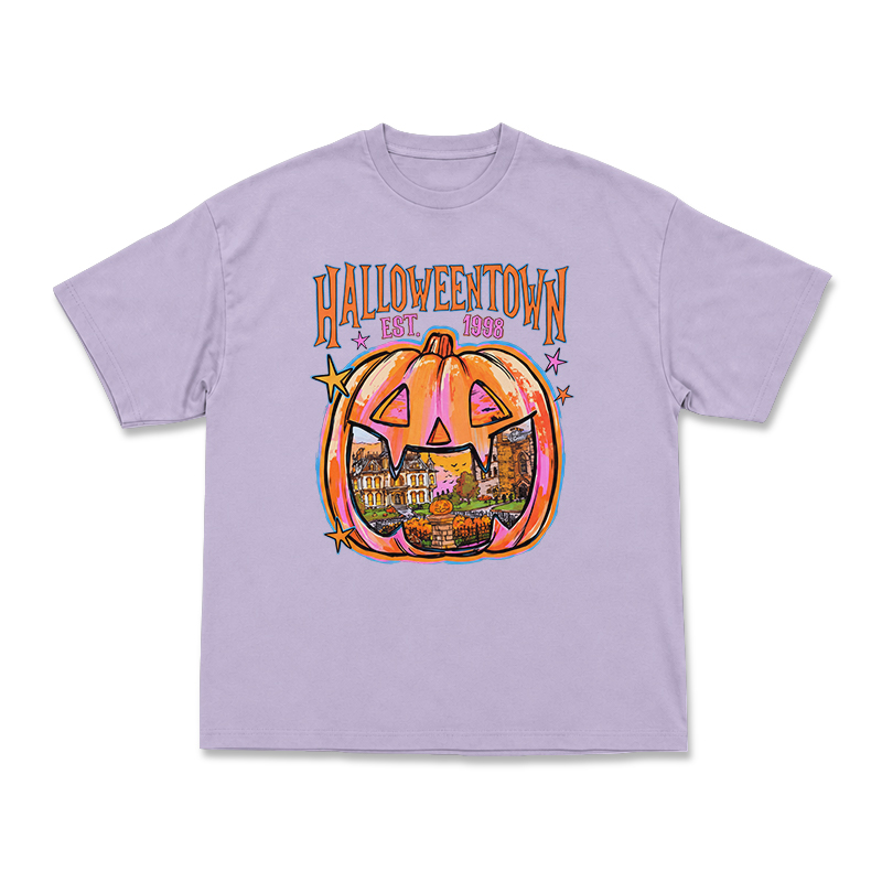 Vintage Halloweentown Pumpkin Round Neck Graphic Print T-Shirt - Purple - US16-18(2XL) - image 7