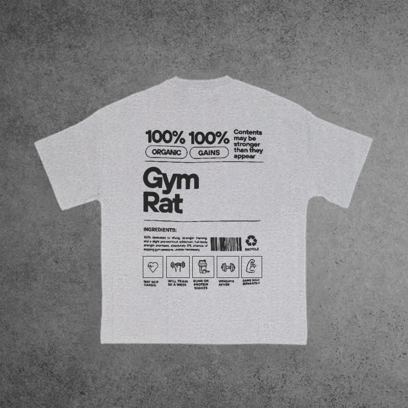 Gym 100% Cotton GYM RAT Print T-shirt - Grey - US16-18(2XL) - image 3