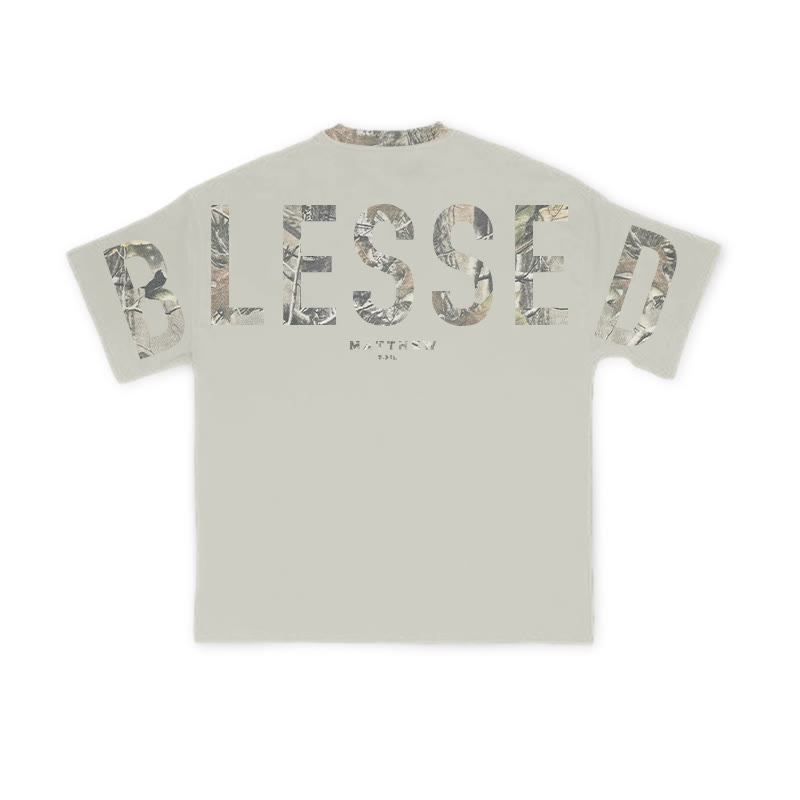 Blessed Matthew 5:3-12 Dead Leaves Camouflage Print T-shirt - image 8