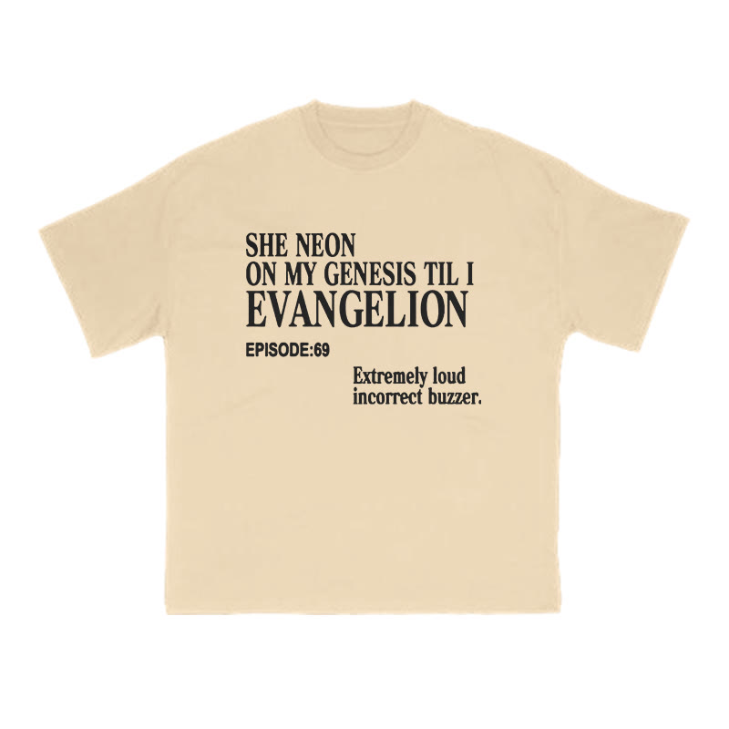 She Neon On My Genesis Til I Evangelion Print T-shirt - Apricot - US16-18(2XL) - image 5