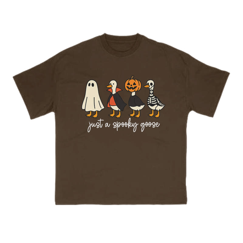 Unisex 100% Cotton Just A Spooky Goose Print T-shirt - Coffee - US16-18(2XL) - image 6