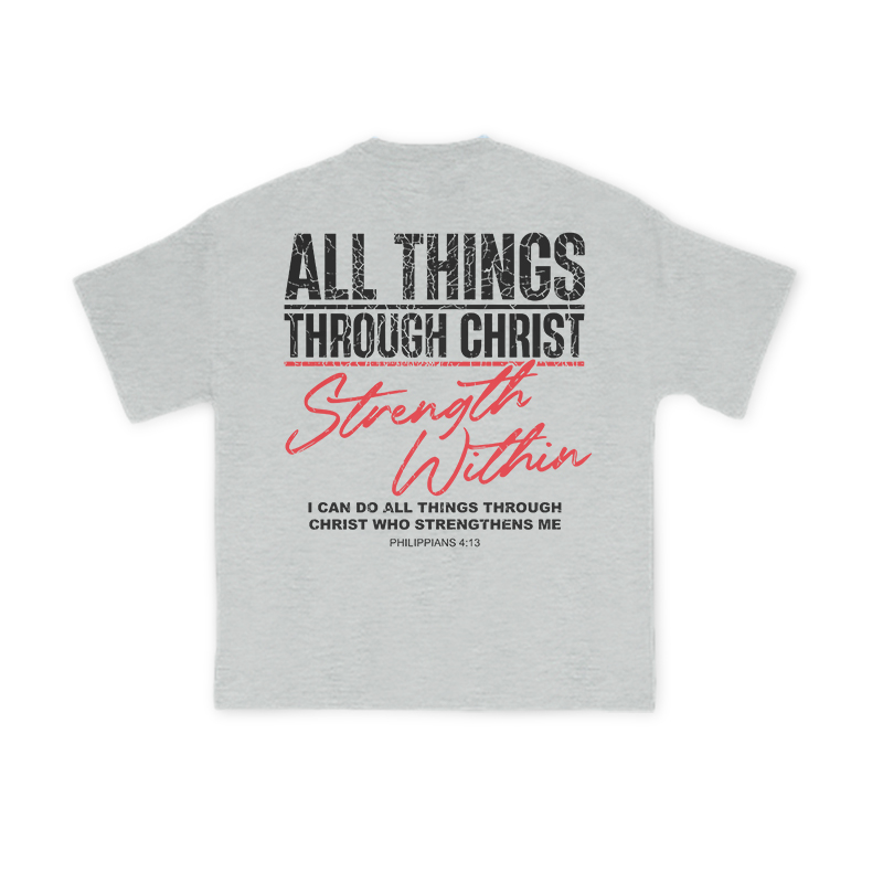 All Things Through Christ Print T-shirt - Grey - US16-18(2XL) - image 4
