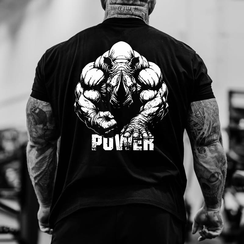 Gym 100% Cotton Power Print T-shirt - Black - US16-18(2XL) - image 4