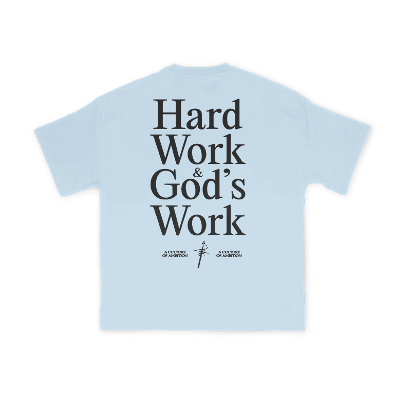 Hard Work & God’s Work Print T-shirt - Light Blue - US16-18(2XL) - image 8