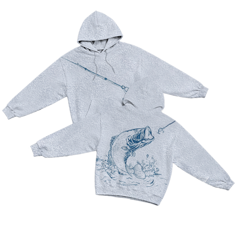 Streetwear Fishing Line Art Hoodie - Grey - US16-18(2XL) - image 8