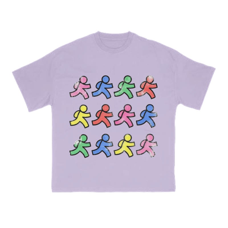Fun Colorful Paper People Print T-shirt - Purple - US16-18(2XL) - image 8