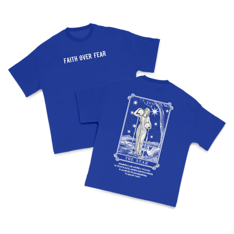Tarot The Star Faith Over Fear Print T-shirt - Blue - US16-18(2XL) - image 11