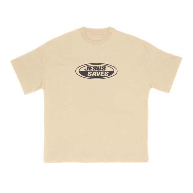 Jesus Saves Vintage Print T-shirt - Apricot - US16-18(2XL) - image 5