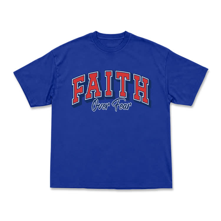 Vintage Faith Over Fear Classic T-Shirt - Blue - US16-18(2XL) - image 8