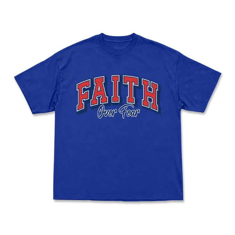 Vintage Faith Over Fear Classic T-Shirt - Blue - US16-18(2XL) - image 8