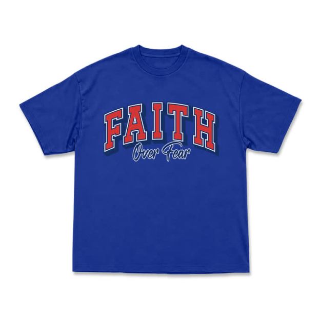 Vintage Faith Over Fear Classic T-Shirt - Blue - US16-18(2XL) - image 8